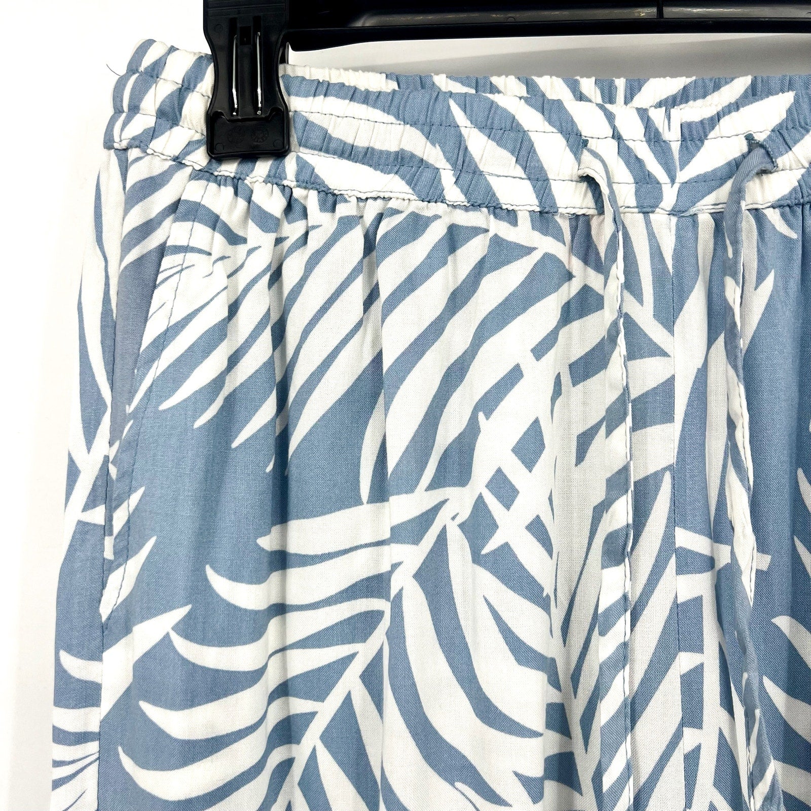VINCE CAMUTO Women's Wide Leg Print Pants XS Blue White Pull On Lake Breeze NWT