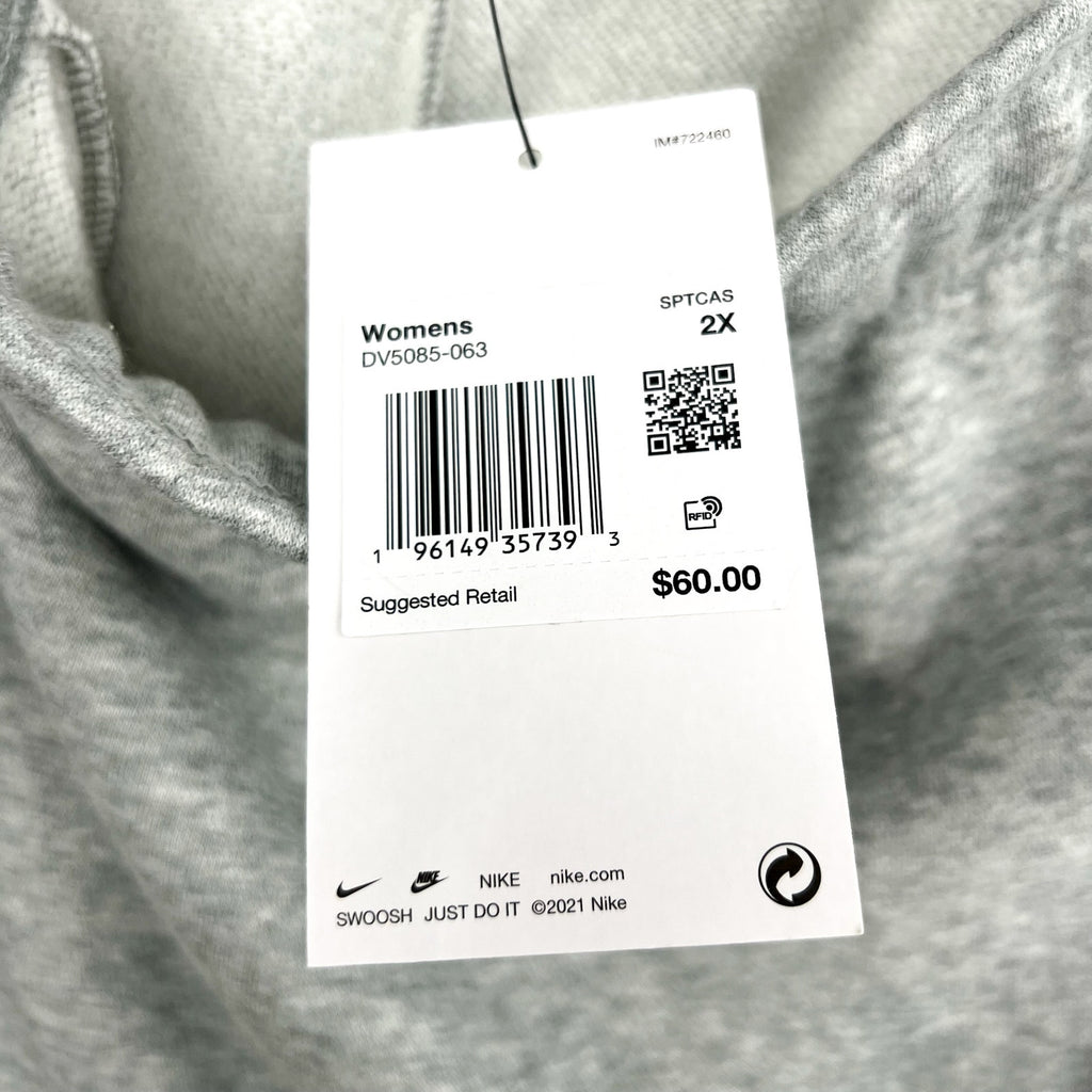 NIKE Womens Club Fleece Mid-Rise Jogger Pants 2X Grey White Sweatpants NWT