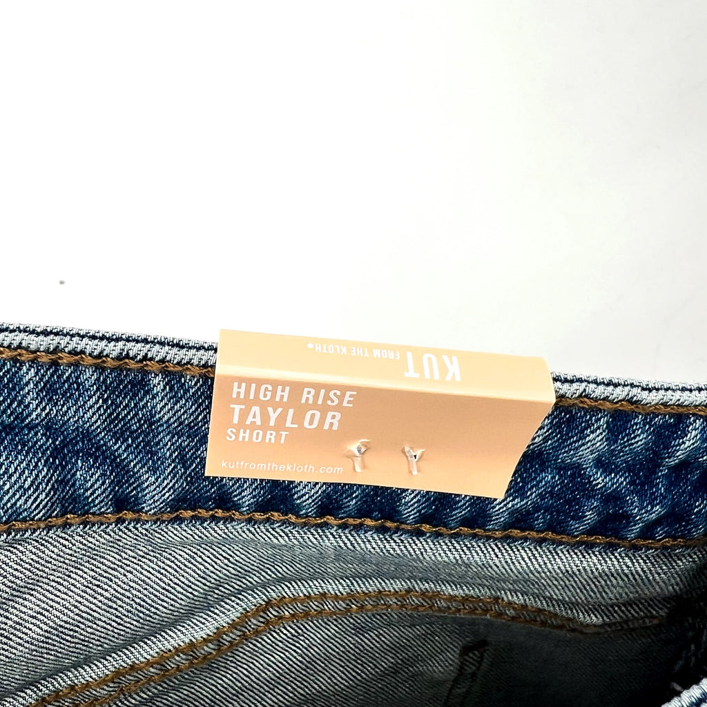 KUT FROM THE KLOTH Taylor Denim Shorts Size 0 Freedom Blue High Waist CutOff NWT