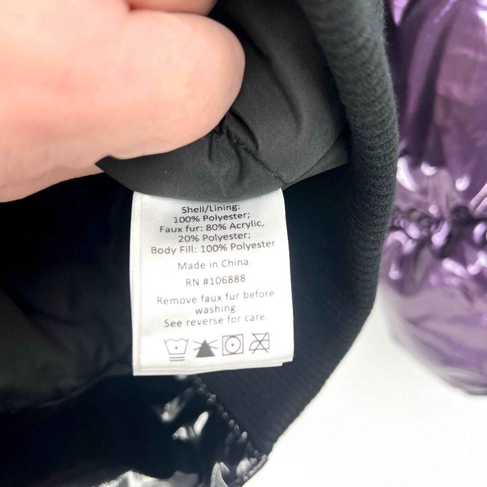 APPAMAN Girls' Kyla Puffer Coat Size 12 Purple Black Faux Fur Trim Hood NWT