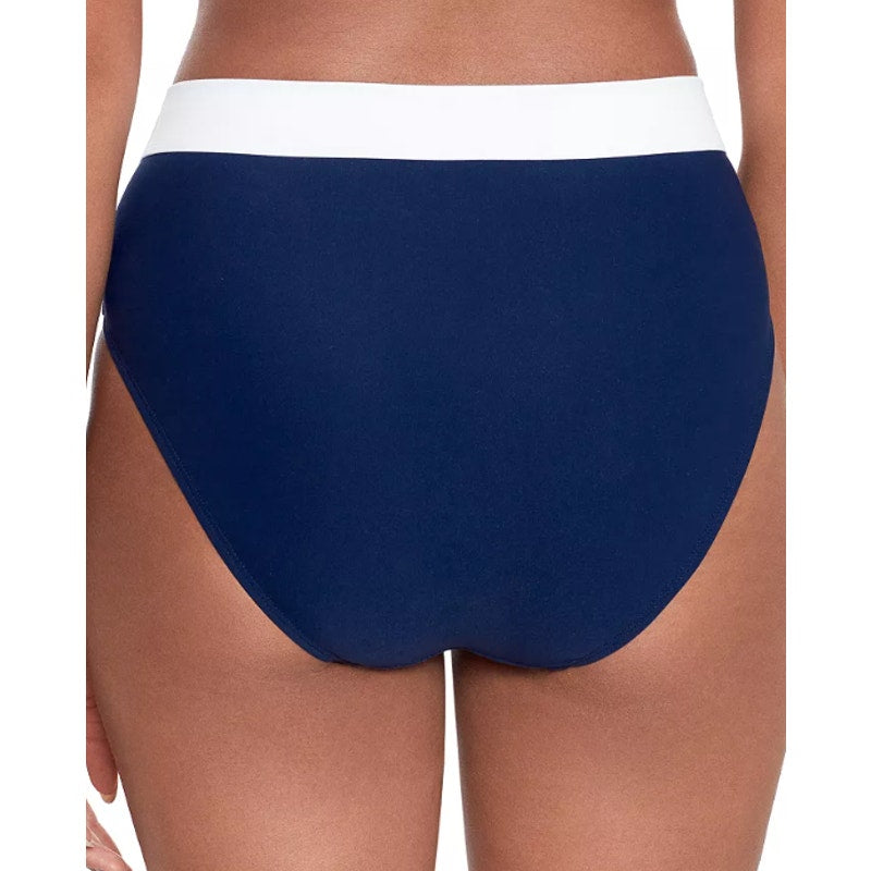 LAUREN RALPH LAUREN Bel Air Bikini Bottom Size 8 Navy Blue Banded High Waist NWT