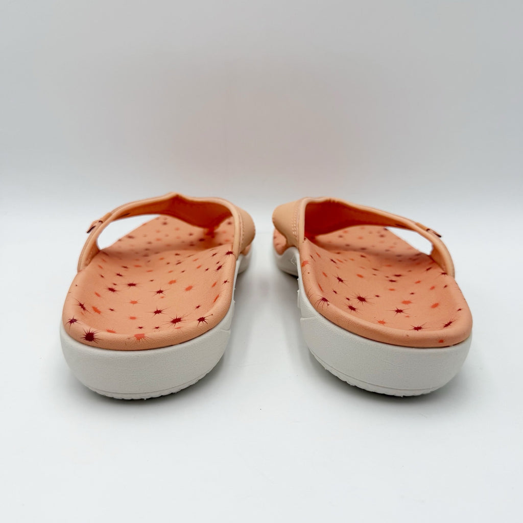 Spenco Womens Yumi Constellation Sandal Size 11 WIDE Coral Orange Flip Flop NWOB