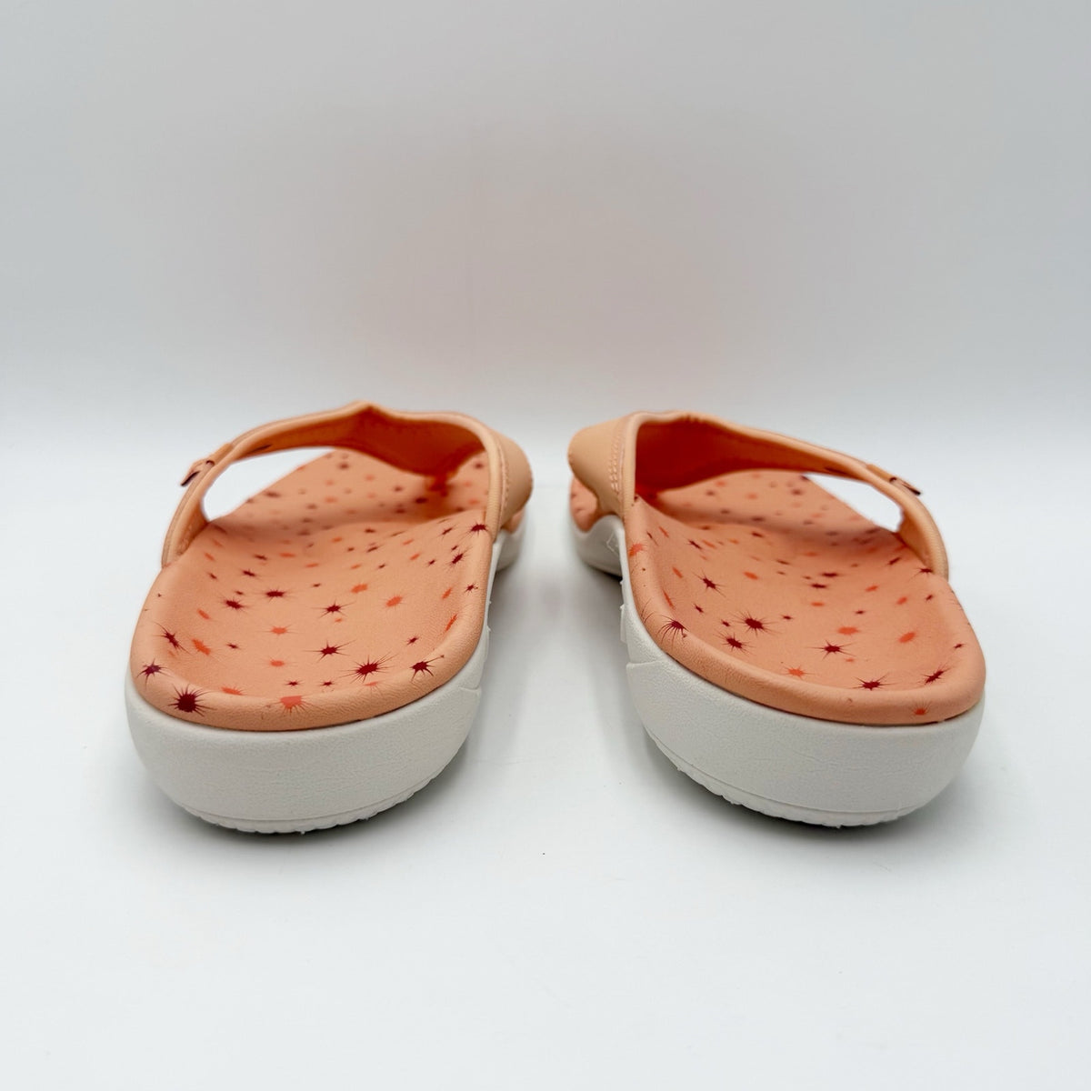 Spenco Womens Yumi Constellation Sandal Size 11 WIDE Coral Orange Flip Flop NWOB