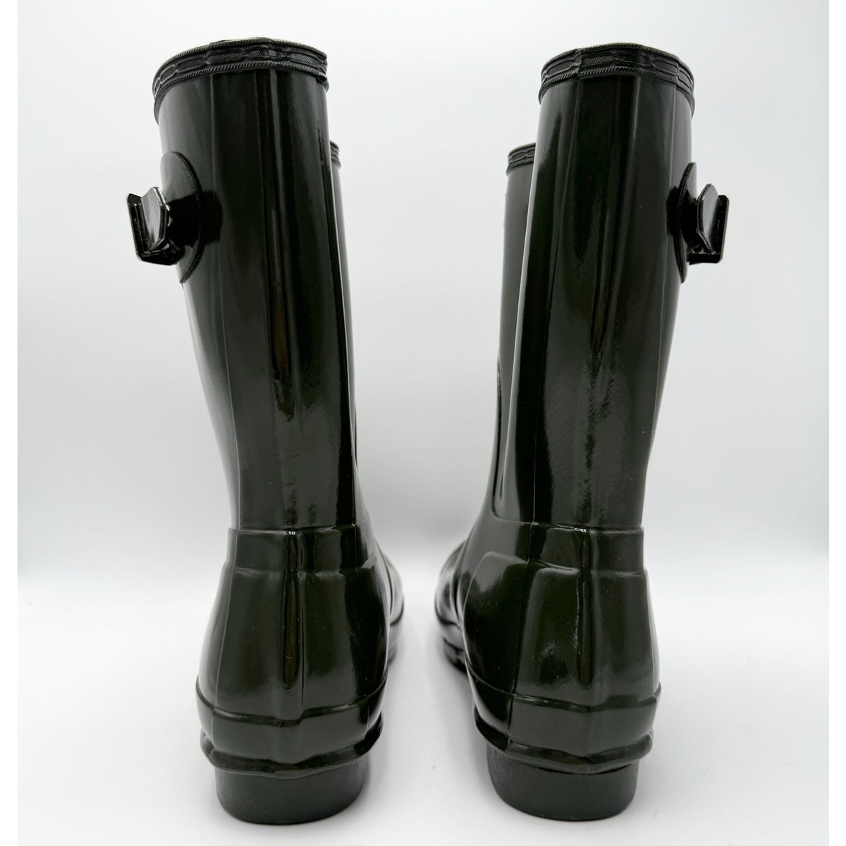 Hunter Womens Original Short Gloss Rain Mid Boot Size 10 Green Waterproof NWOB