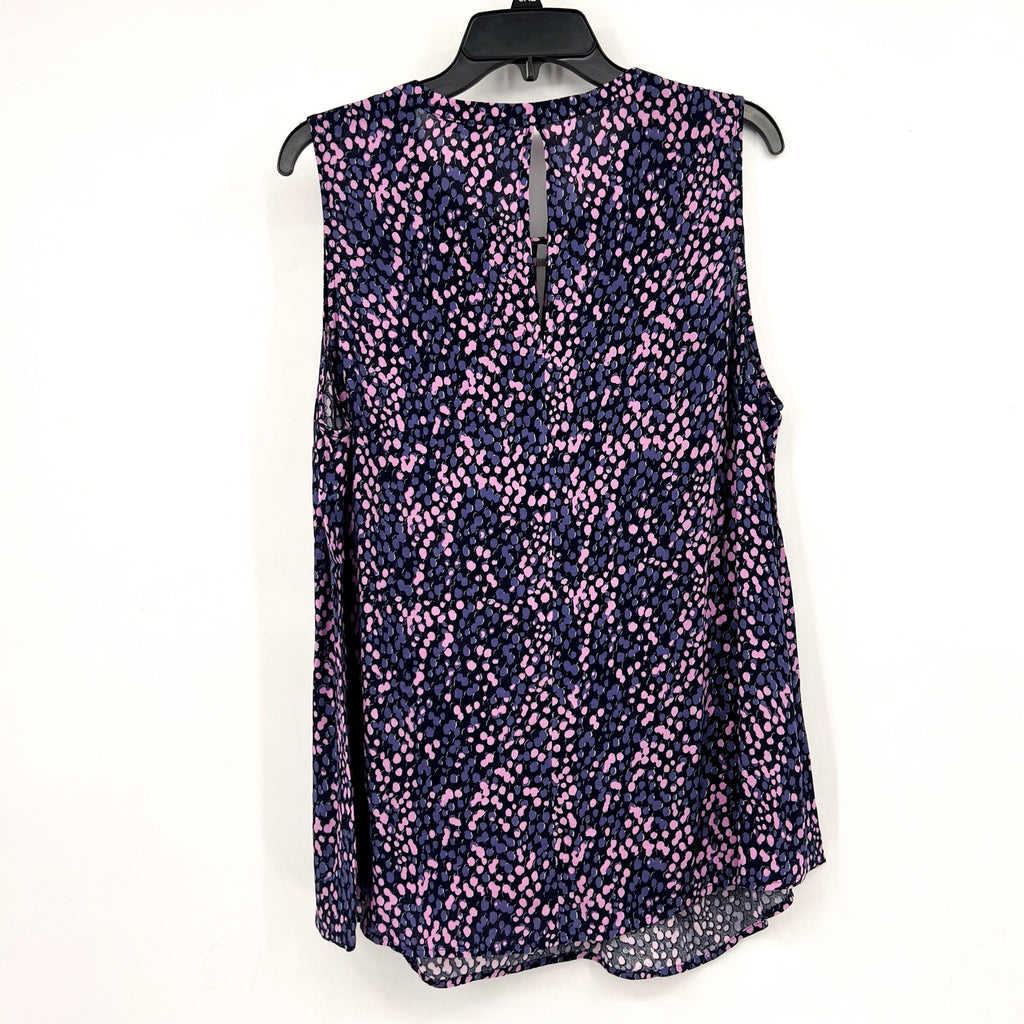 DANIEL RAINN Women's Sleeveless Blouse 3X Purple Pink Print Tie-Front NWT
