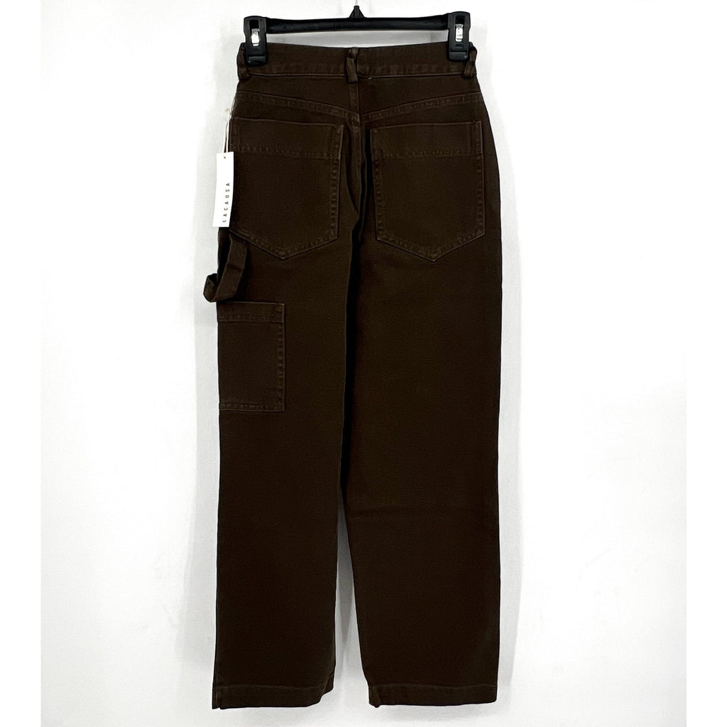 LACAUSA Women's Aiden Trouser Jeans Size 2 Green Brown Nori Wash Mid Rise NWT