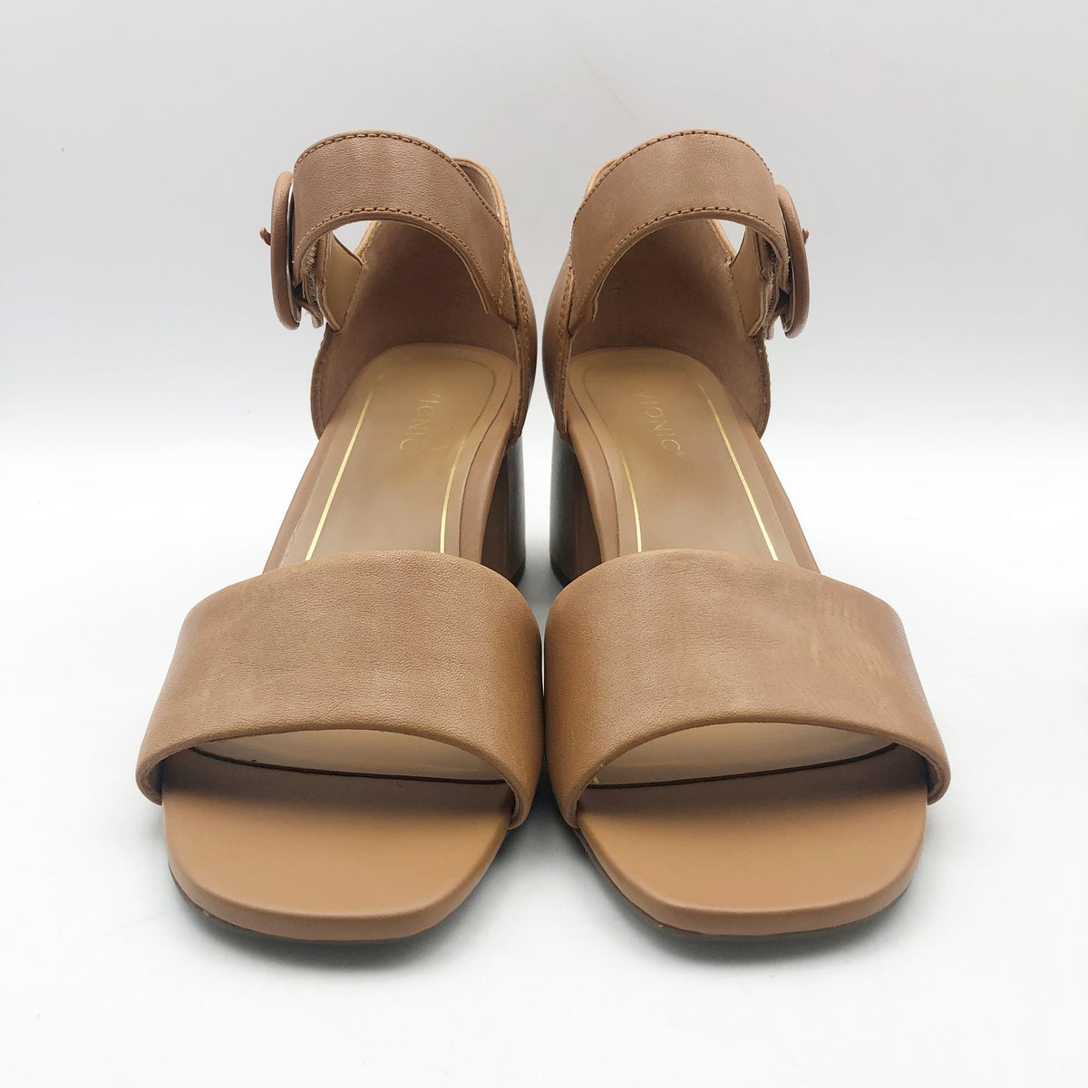 VIONIC Womens Chardonnay Heeled Sandals Size 8 M Camel Tan Leather NWOB