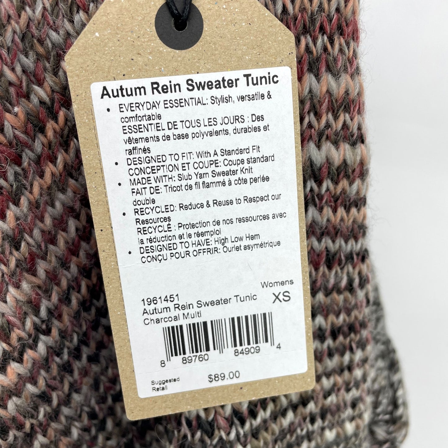 prAna Womens Autum Rein Turtleneck Sweater Tunic Charcoal Multicolor XS