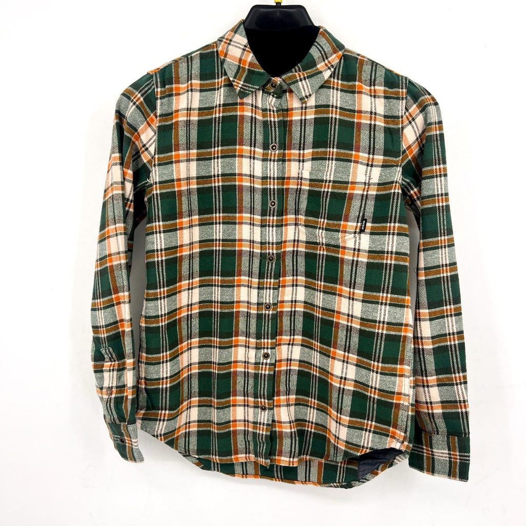 PRANA Women's Golden Canyon Flannel Shirt XS Soft Pine Green Plaid NWT