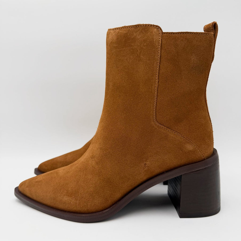Vince Camuto Womens Lorelai Ankle Boots Size 7 EU 37.5 Brown Burnt Sugar NIB