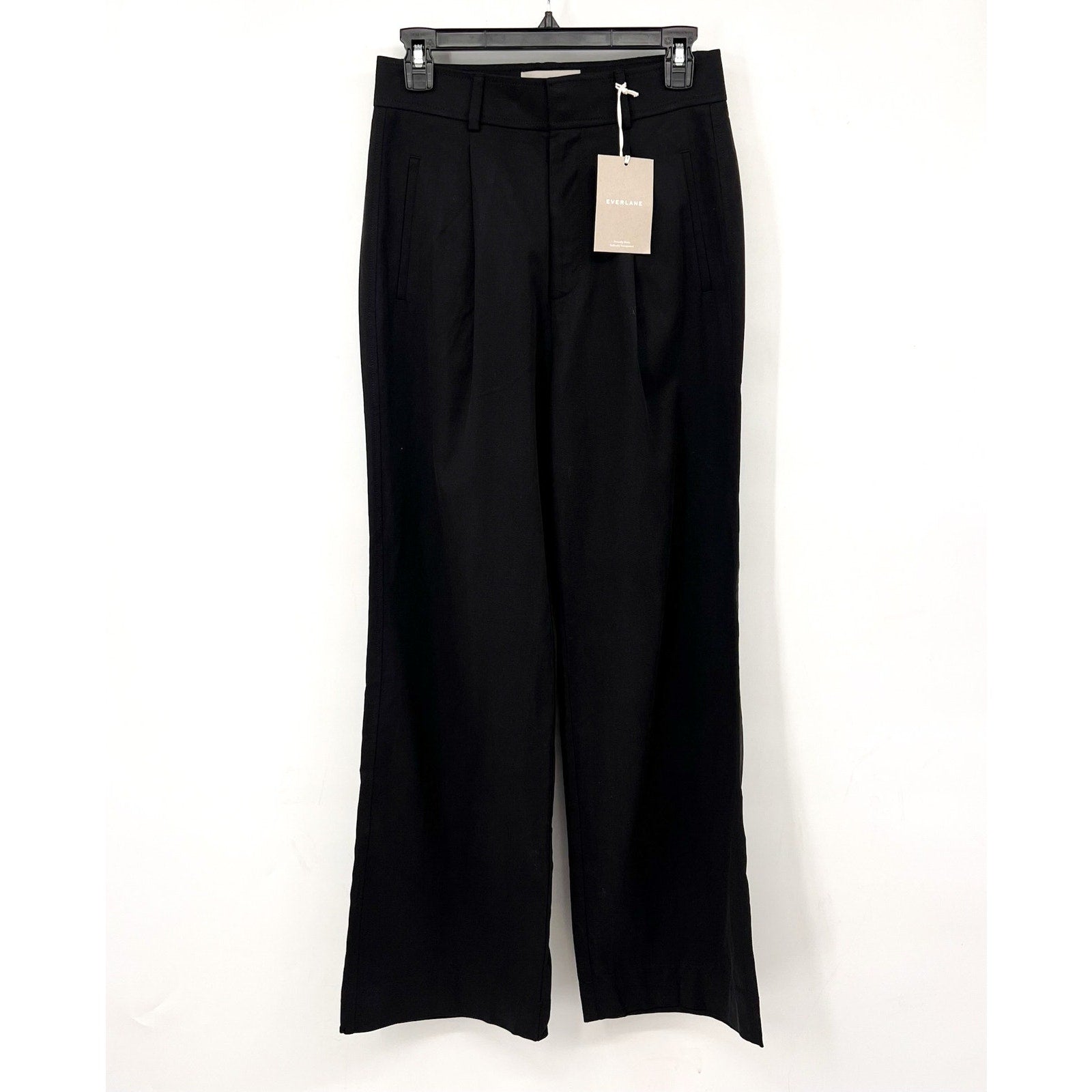 Everlane Womens The Way-High Drape Pants Size 10 30" Inseam Pleated Black NWT