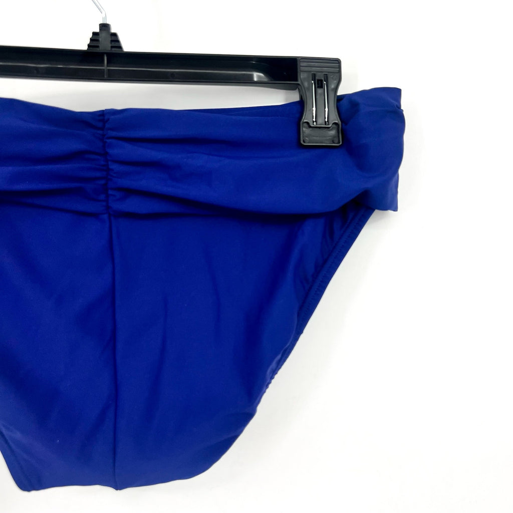 SUNSETS Women's Unforgettable Brief Bikini Bottom Large Indigo Blue Shirred NWT