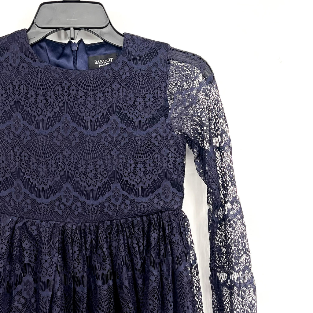 BARDOT JUNIOR Girl Gertrude Lace Dress Size 6X-7 Navy Blue Long Sleeve NWT