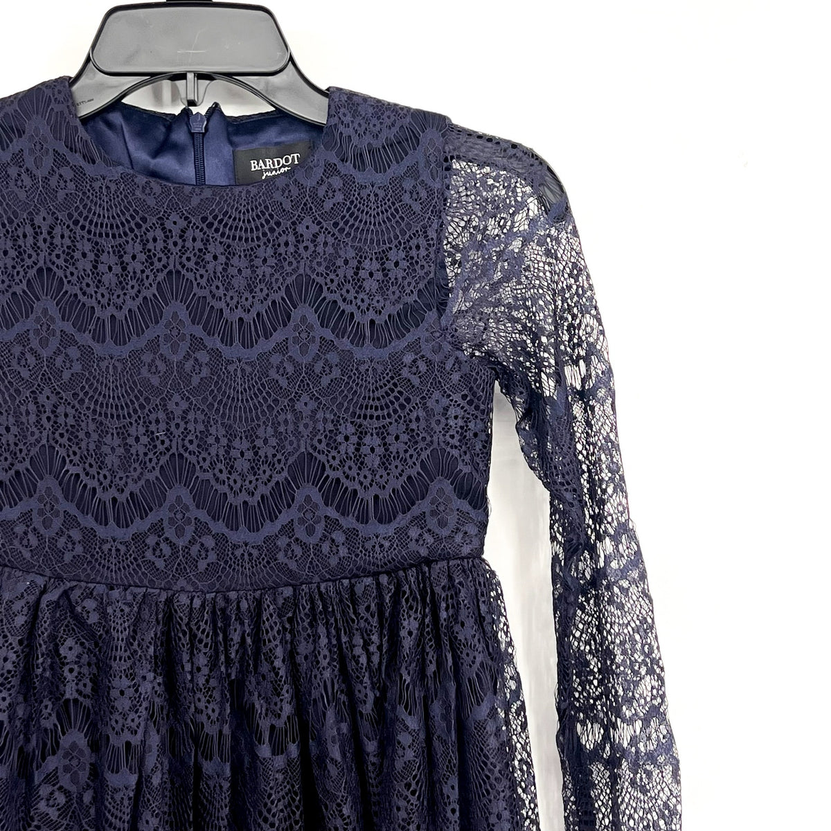 BARDOT JUNIOR Girl Gertrude Lace Dress Size 6X-7 Navy Blue Long Sleeve NWT