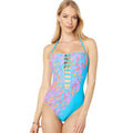 LILLY PULITZER Teslee One-Piece Swimsuit Size 4 Blue Oasis Goddess The Sea NWT