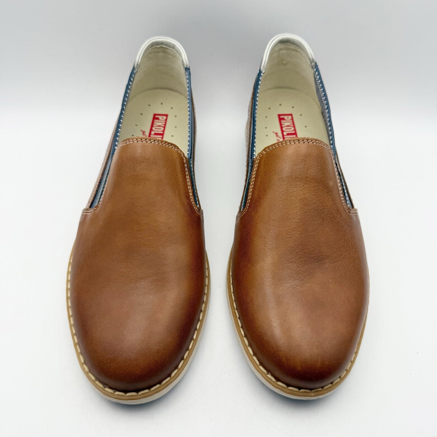 PIKOLINOS Mens Jucar Slip On Loafers EU 41 US 8 Blue Brown Leather NWOB