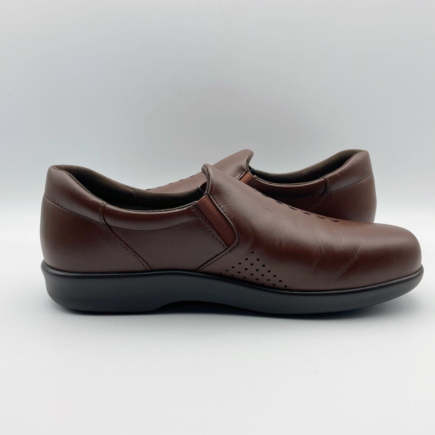 SAS Women's Viva Slip On Comfort Loafer US 7.5 WIDE EU 38 Brown Leather