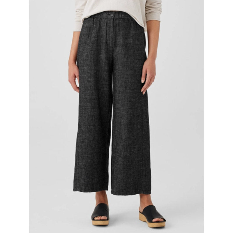 EILEEN FISHER Women's Tweedy Hemp Wide Leg Pants Small Petite Blue Denim NWT