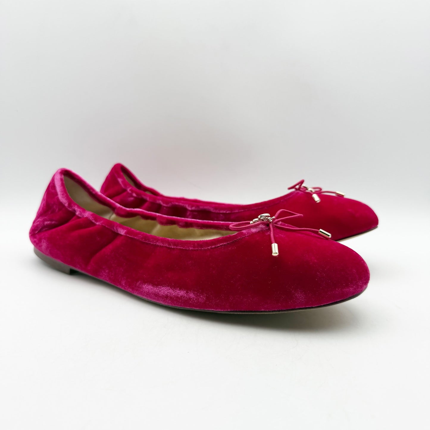 SAM EDELMAN Womens Felicia Ballet Flats US 11 EU 42 Pink Velvet Round Toe NIB