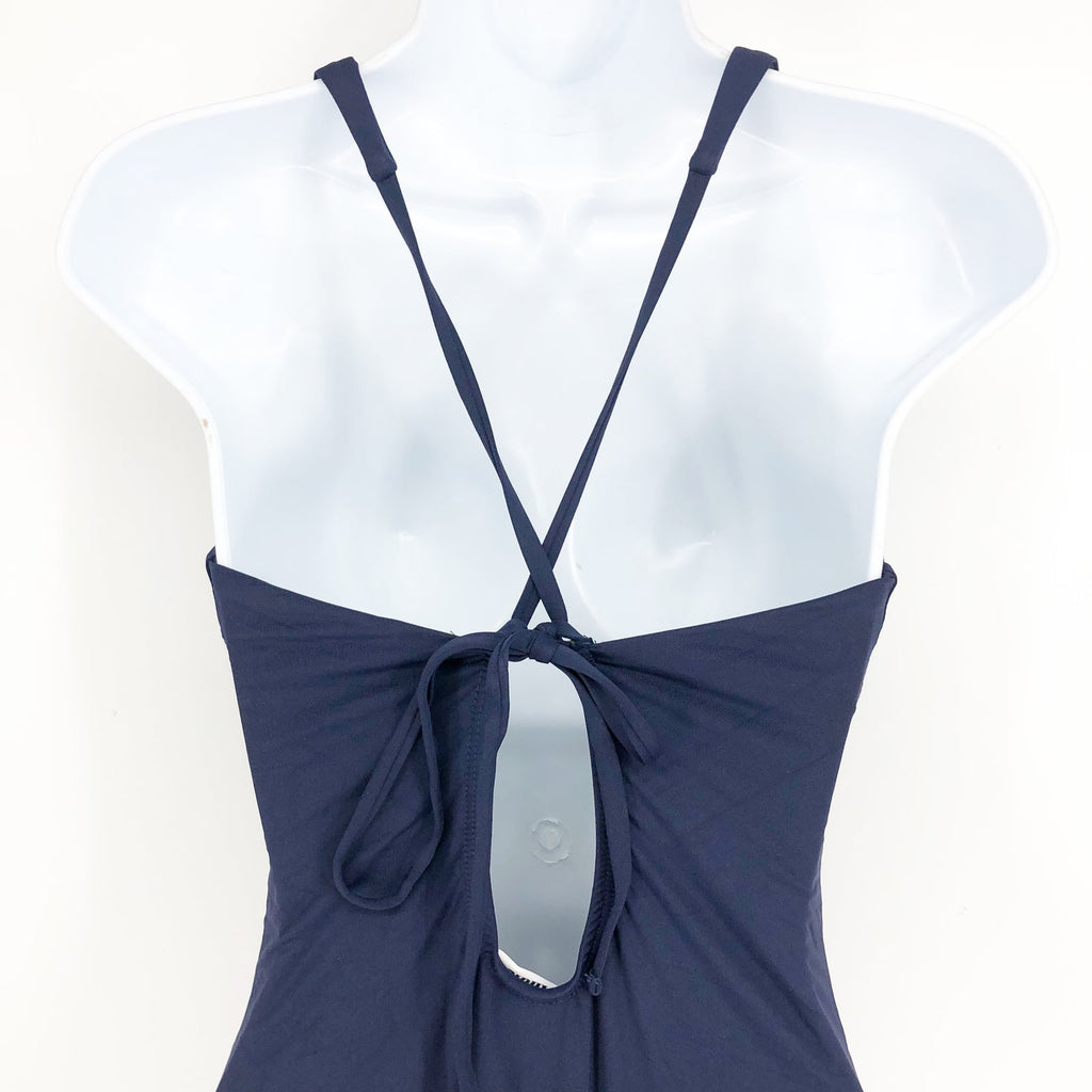 ANDIE SWIM Bali One Piece Swimsuit Small Tall 4-6 Navy Blue Deep Plunge Neck NWT