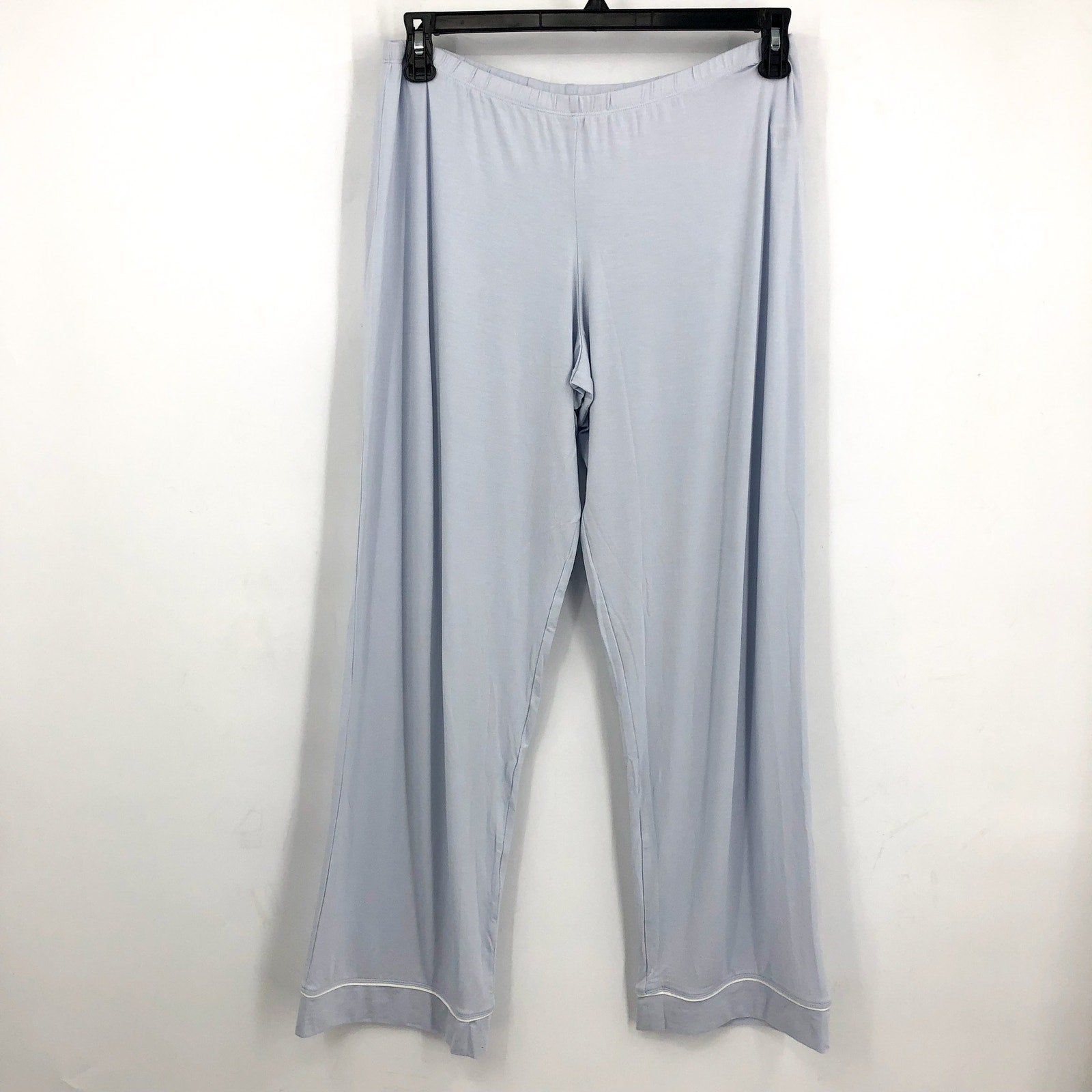 EBERJEY Women's Gisele Long Pajama Set Large Ice Blue Ivory TENCEL Modal NWT