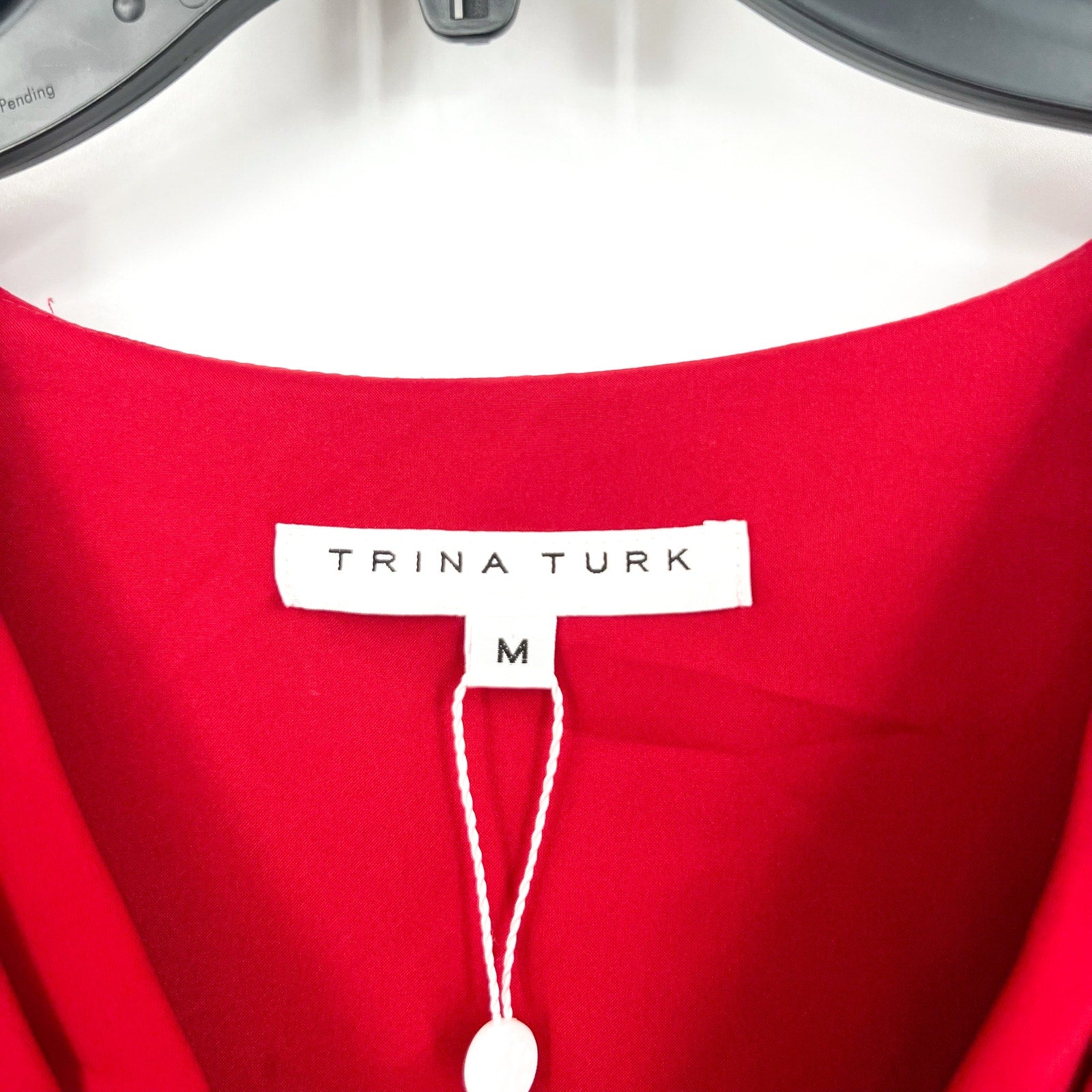 TRINA TURK Womens Zula Casual Midi Dress US Medium Red Pleated Cap Sleeve NWT