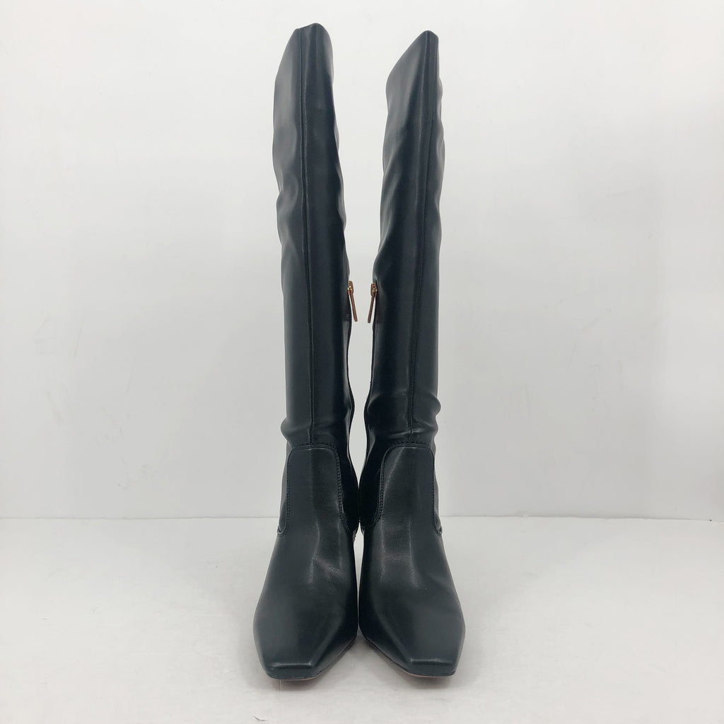 Franco Sarto Womens Bowman Knee High Boots US 7.5 Wide Black Faux Leather NIB