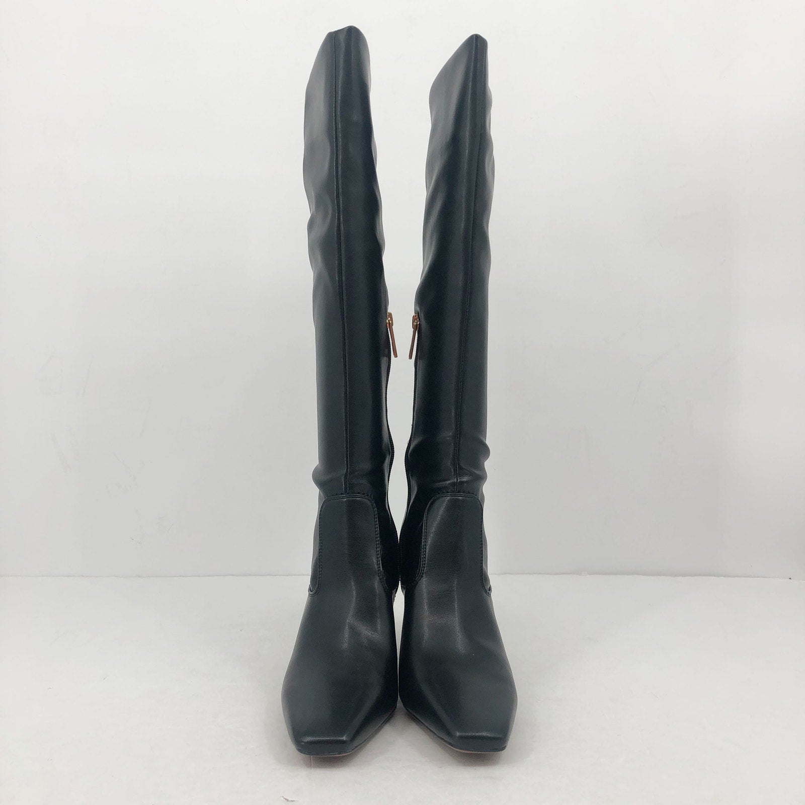 Franco Sarto Womens Bowman Knee High Boots US 7.5 Wide Black Faux Leather NIB