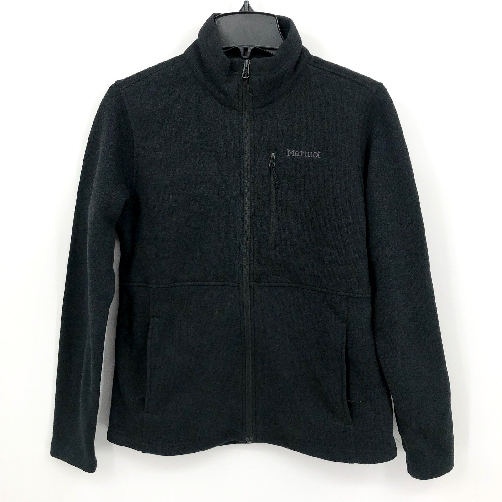 MARMOT Womens Dropline Fleece Jacket Medium Black Full Zip Outdoor Layer NWOT