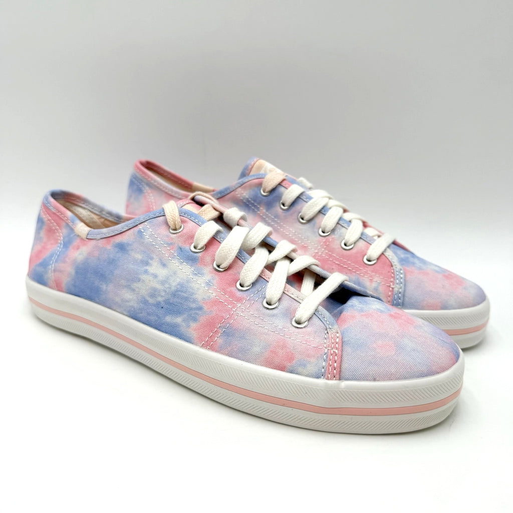 Keds Womens Kickstart Low Sneakers Size 8.5 Tie Dye Pink Blue Canvas NWOB