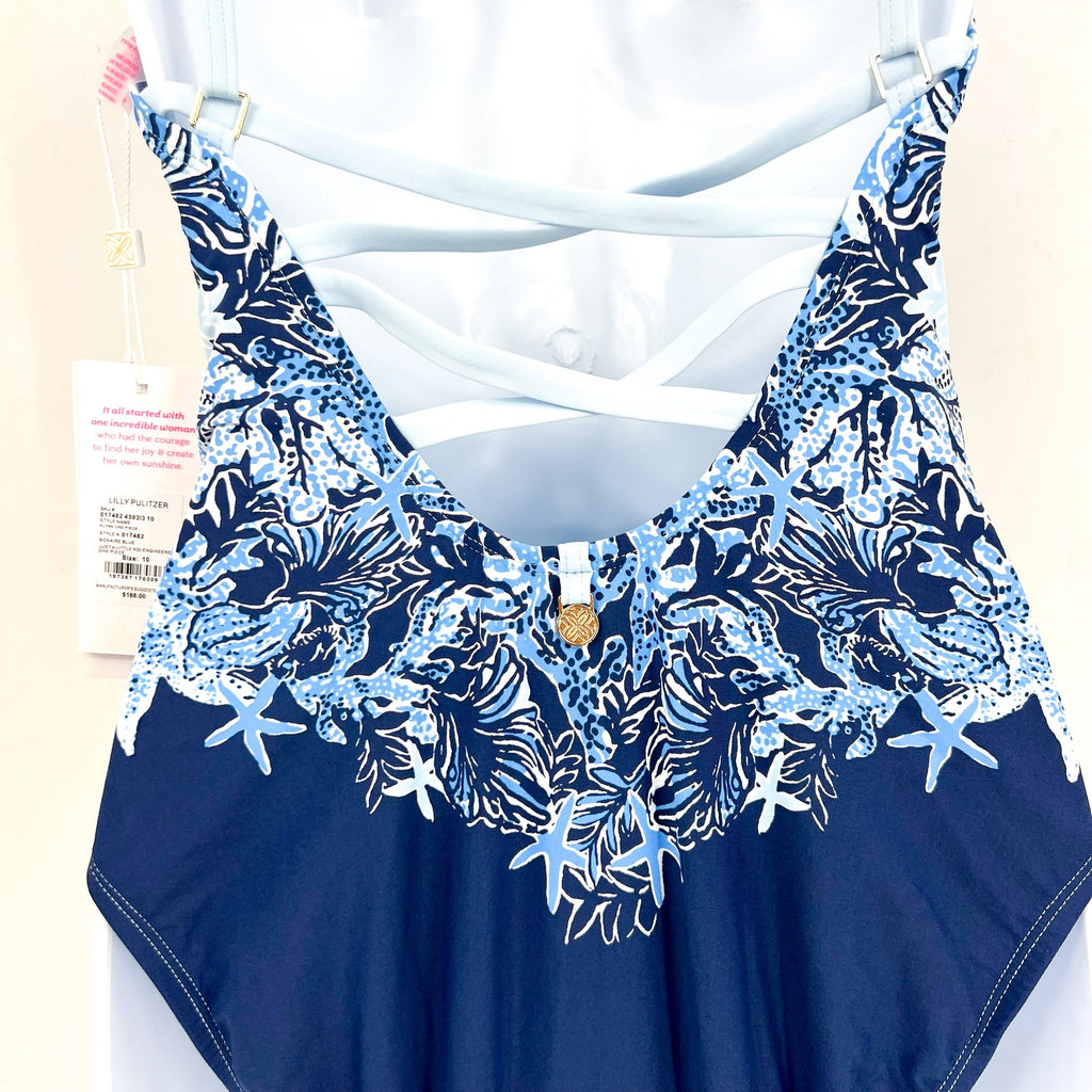LILLY PULITZER Womens Klynn One-Piece Swimsuit US 6 Blue Just a Little Koi NWT