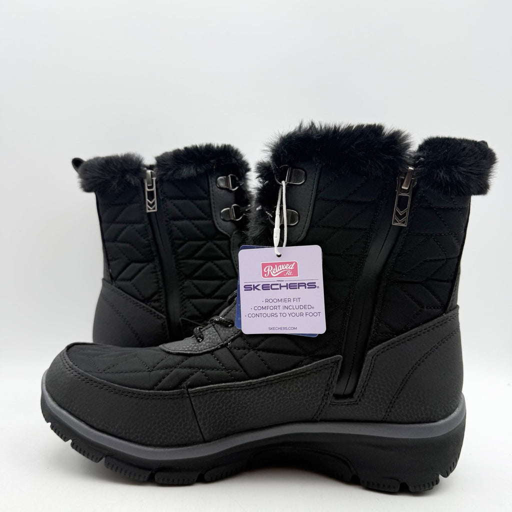 Skechers Womens Easy Going Frostline Winter Boots US 8.5 Black Waterproof NWT