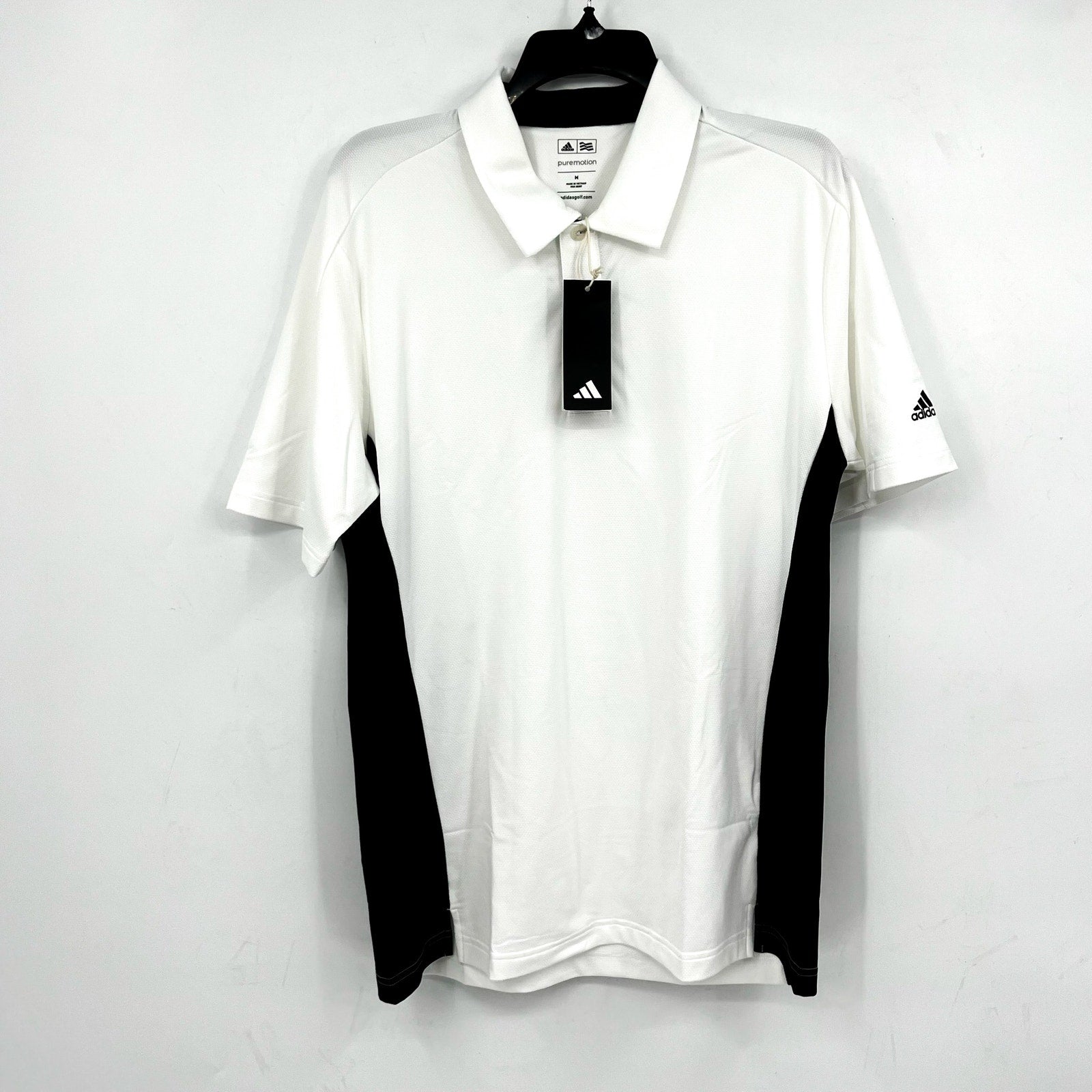 ADIDAS Men's Puremotion Colorblock 3-Stripes Polo Shirt Medium White Black NWT