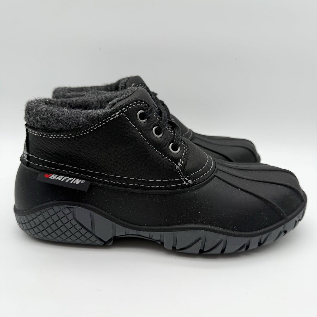 Baffin Womens Whitetail ll Ankle Sneakers US 9 EU 39 Black Leather Insulated NIB