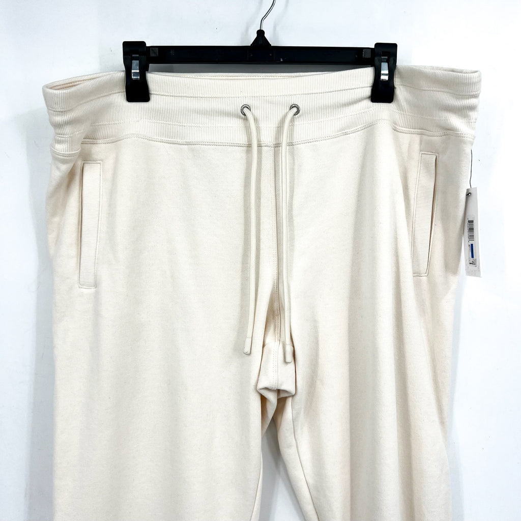 DKNY Womens Stacked Logo Relaxed Joggers XL Cream Embroidered Sweatpants NWT