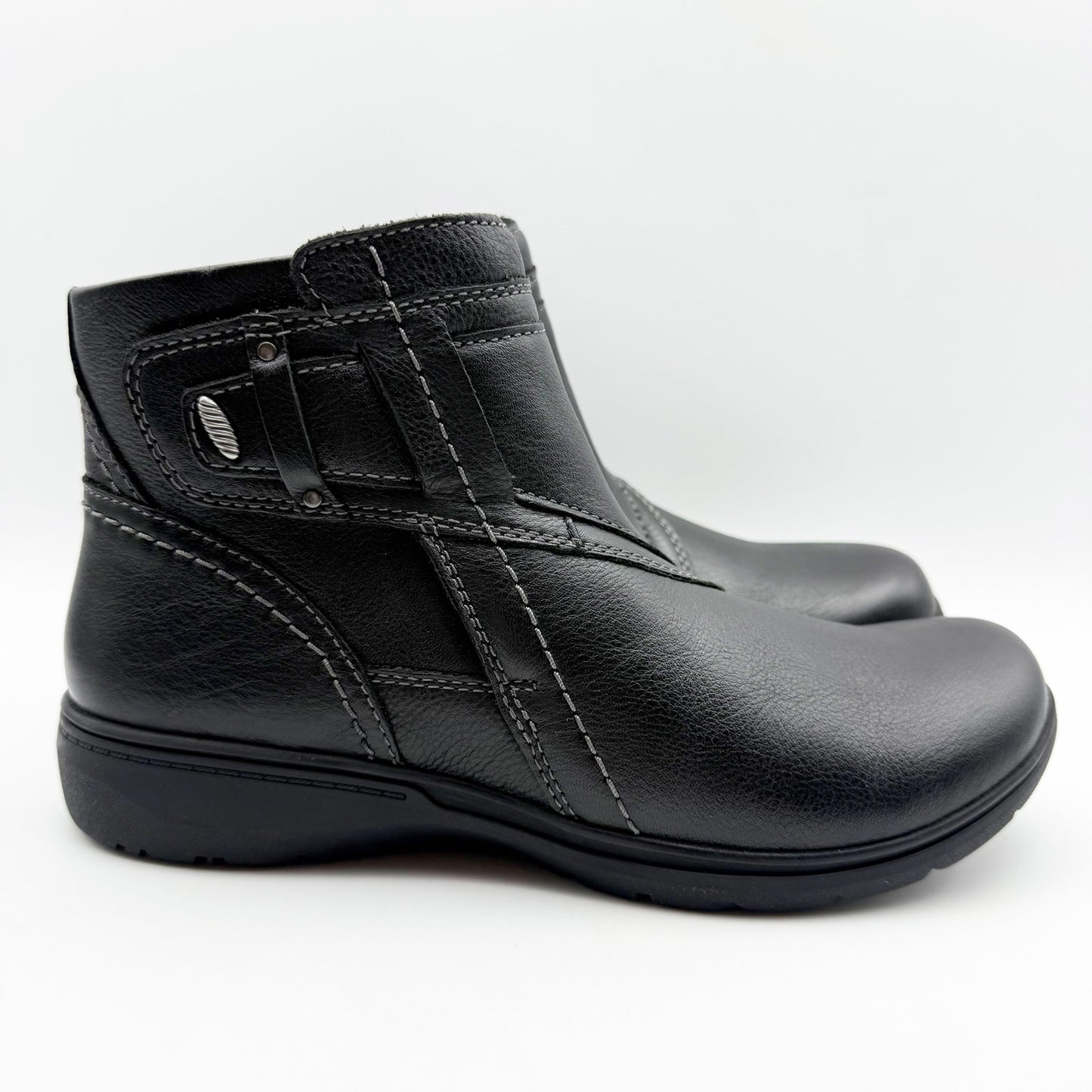 Clarks Womens Carleigh Style Ankle Booties US 9.5 M EU 41 Black Leather NIB