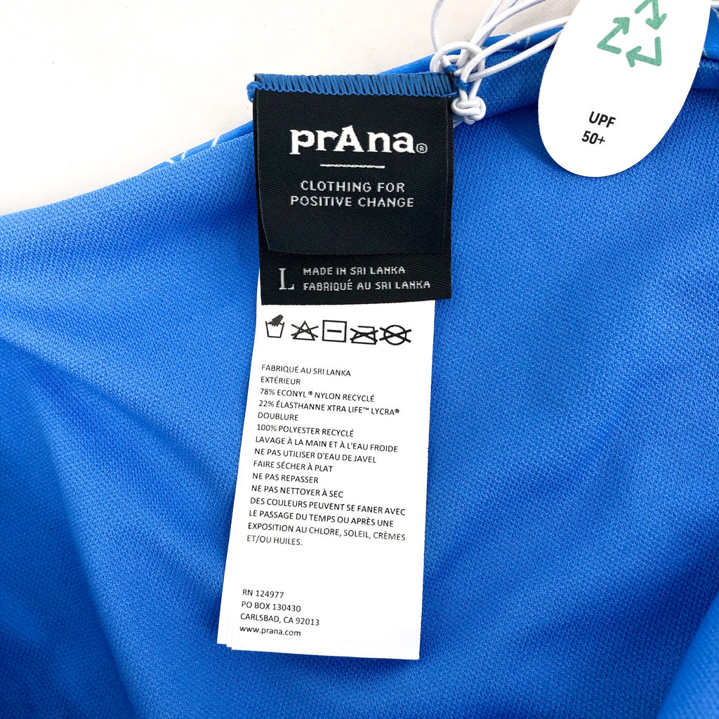 PRANA Women's Marta Bikini Bottoms Large Blue Floret Print Hipster Swim NWT