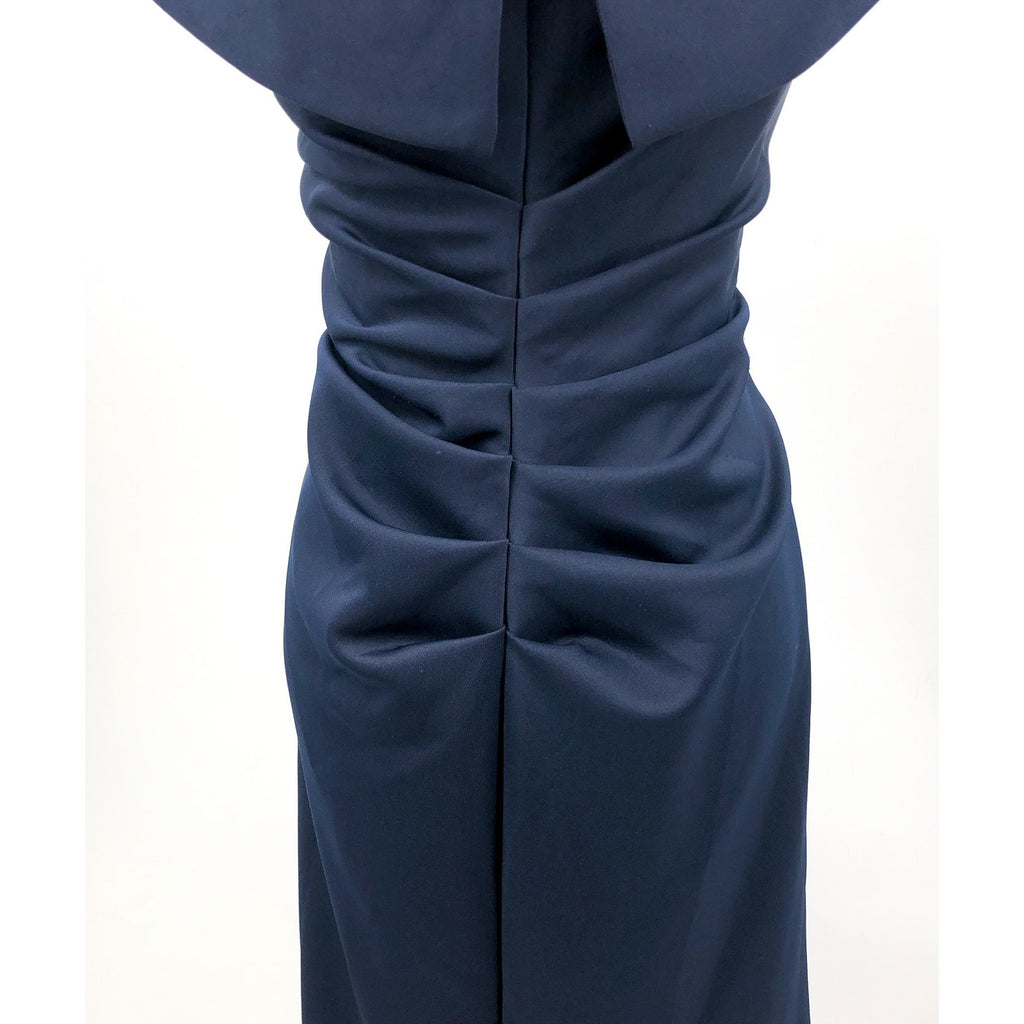 XSCAPE Womens Ruffle Off the Shoulder Gown Size 16 Midnight Blue Scuba 4581X NWT