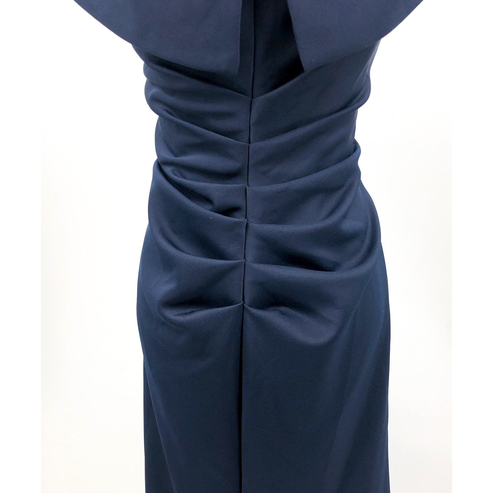 XSCAPE Womens Ruffle Off the Shoulder Gown Size 16 Midnight Blue Scuba 4581X NWT