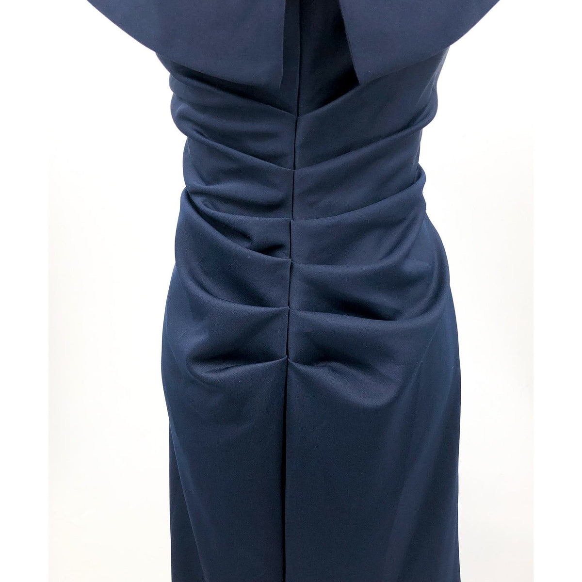 XSCAPE Womens Ruffle Off the Shoulder Gown Size 16 Midnight Blue Scuba 4581X NWT