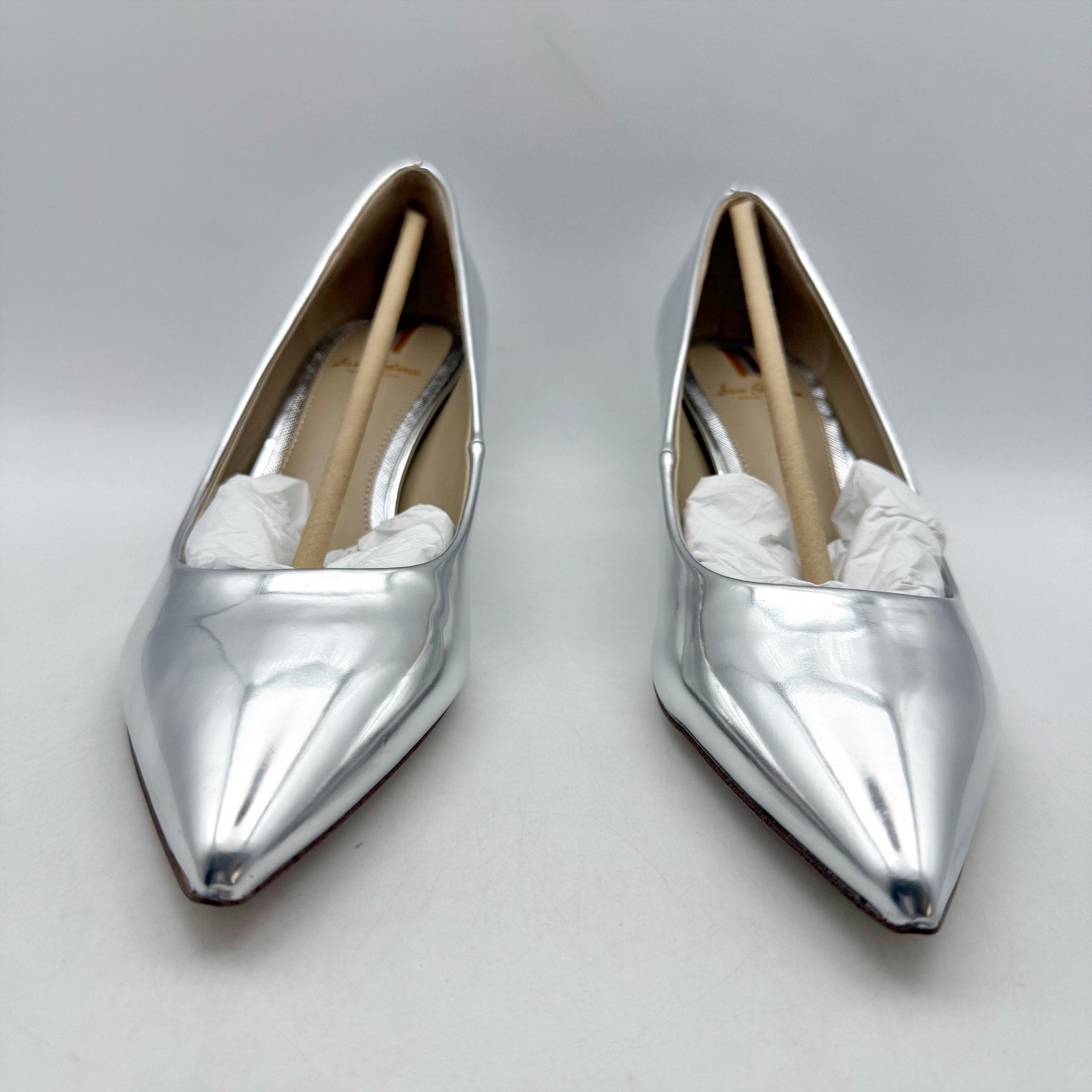 Sam Edelman Womens Dori Pumps US 8 M EU 38.5 Silver Leather Heels NIB