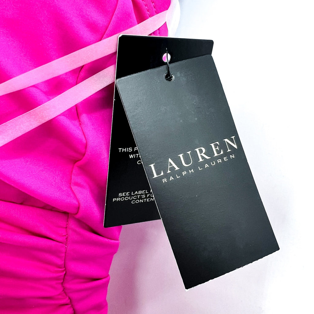 LAUREN RALPH LAUREN O-Ring One-Piece Swimsuit Size 14 Freesia Pink High-Neck NWT