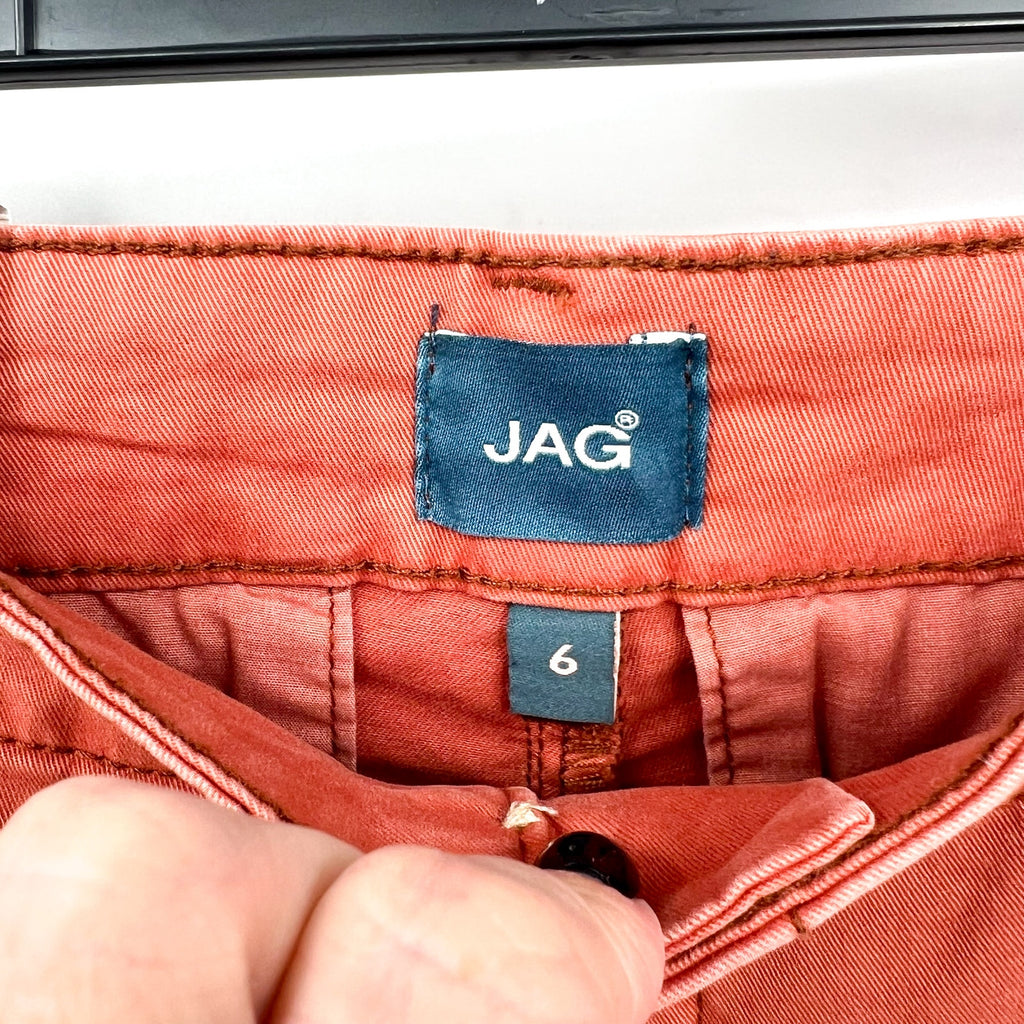 JAG JEANS Women's Fabric Dyed Chino Mid Rise Shorts Size 6 Orange Chutney NWT