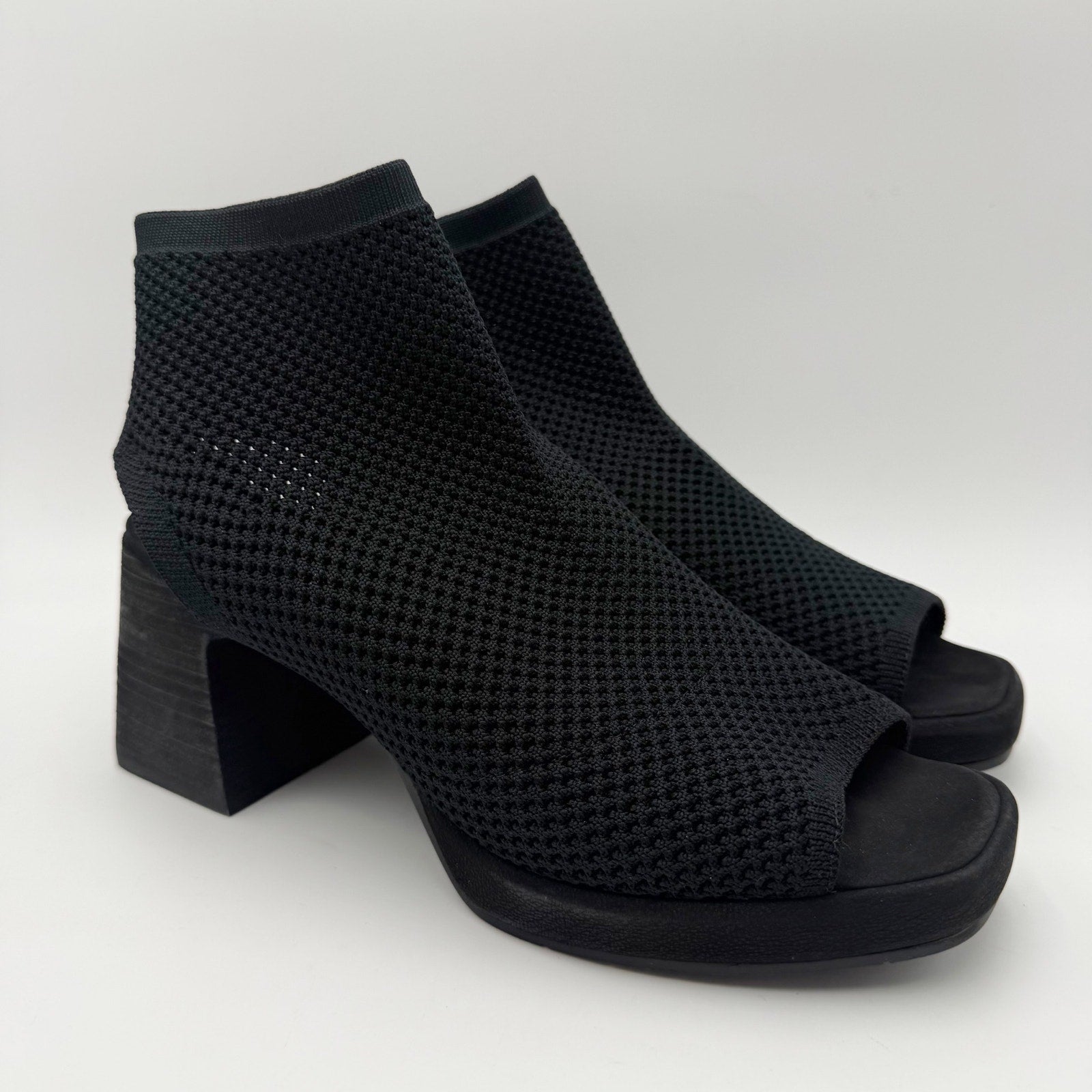 Eileen Fisher Womens Gavis Platform Sandals Size 9.5 M Black Knit NIB