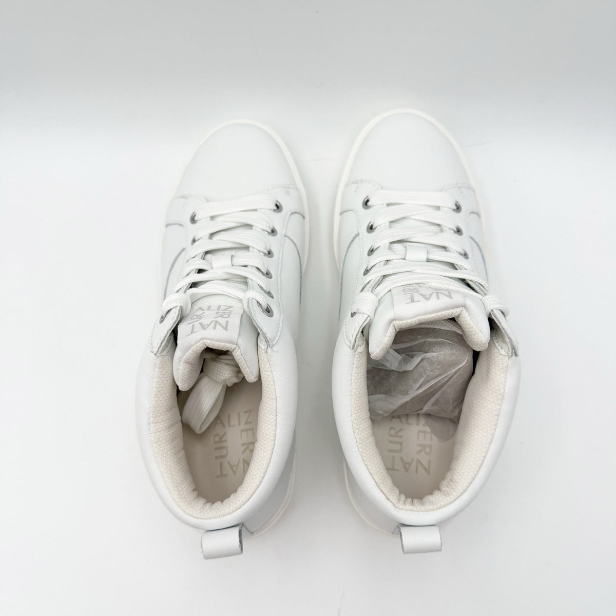 Naturalizer Womens Morrison Mid High Top Casual Sneakers US 6 White Leather NIB