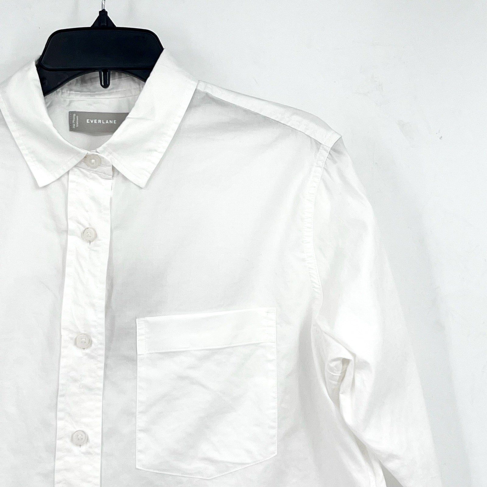 EVERLANE Womens The Way-Short Shirt in Silky Cotton Medium White Long Sleeve NWT