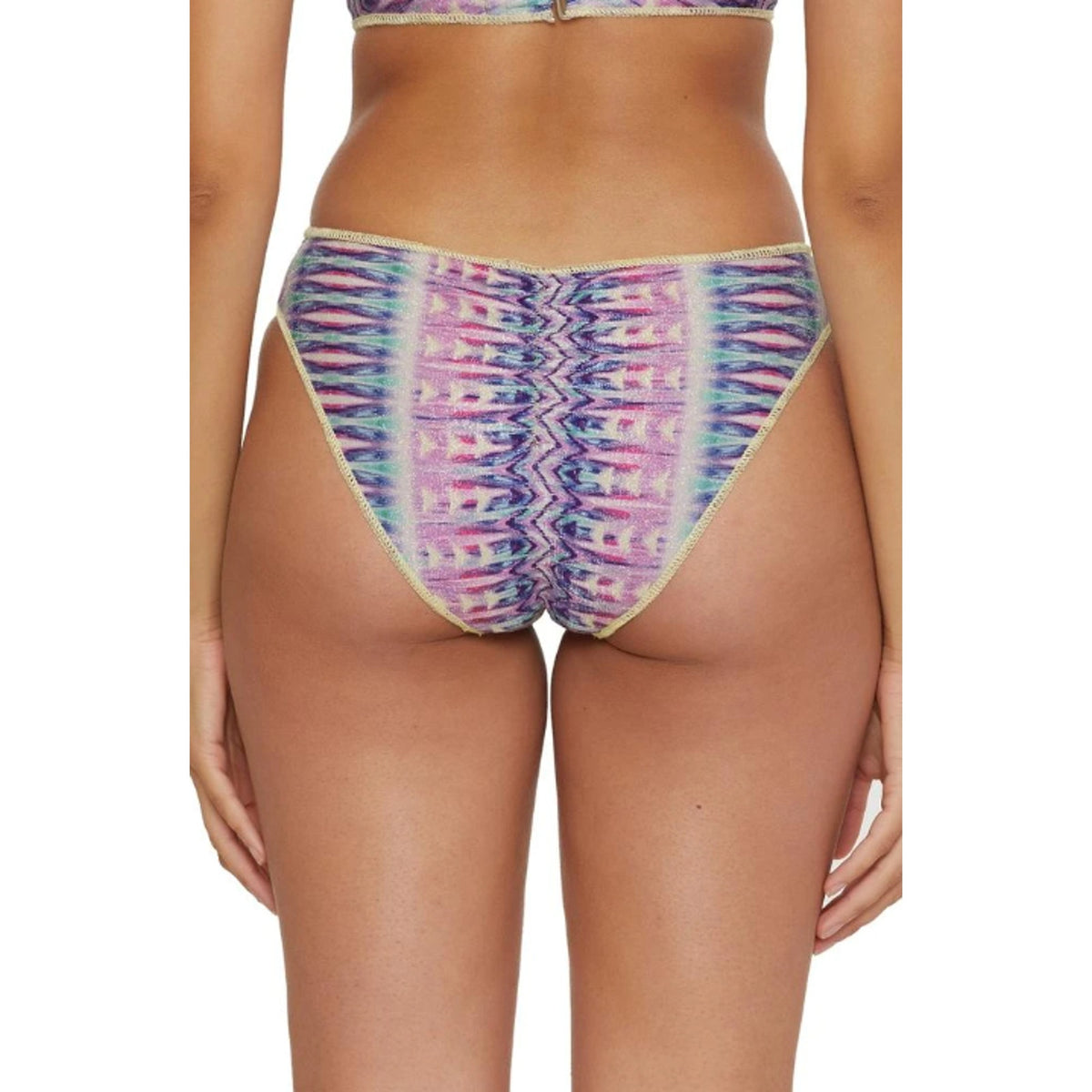 BECCA Women's Tulum Adela Hipster Bikini Bottoms Large Purple Multi Shirred NWT