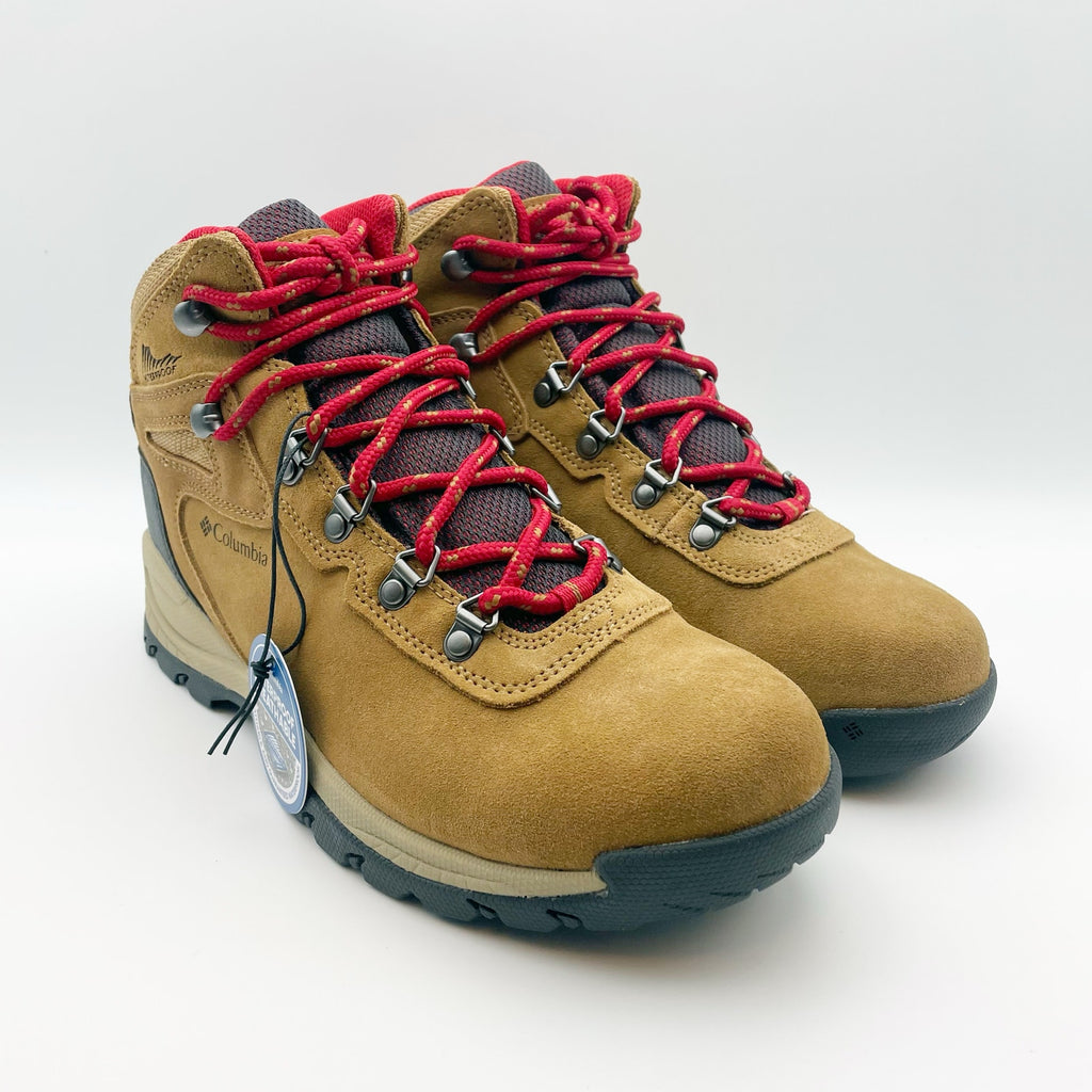 Columbia Womens Newton Ridge Plus Amped Hiking Boots 9.5 WIDE Tan Red WP NIB