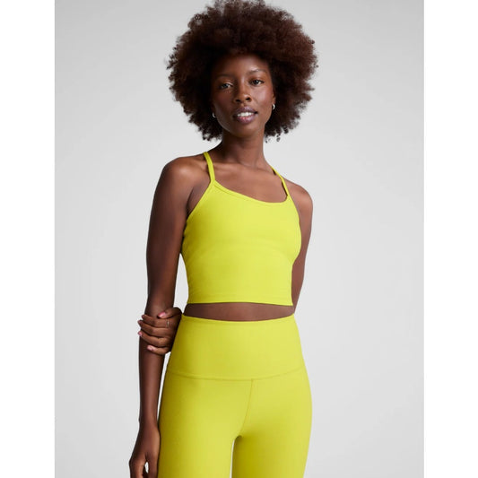 BEYOND YOGA Spacedye Slim Racerback Cropped Tank Large Neon Yellow NWT