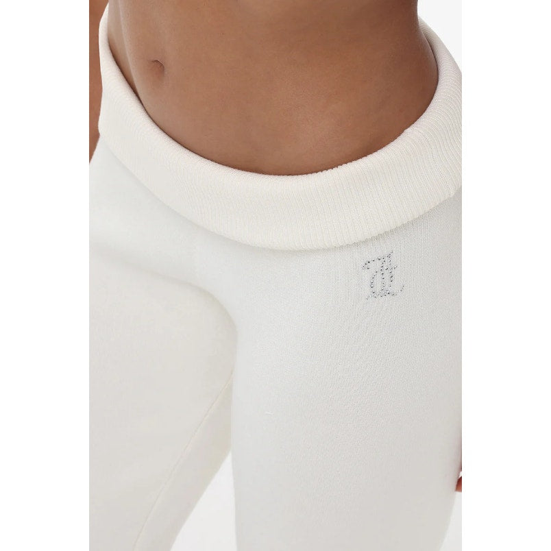 JUICY COUTURE Women's Knit Flare Pants Large White Angel Fold Over Band NWT